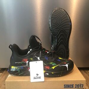 Brand New lightweight shoes with spray paint splatter